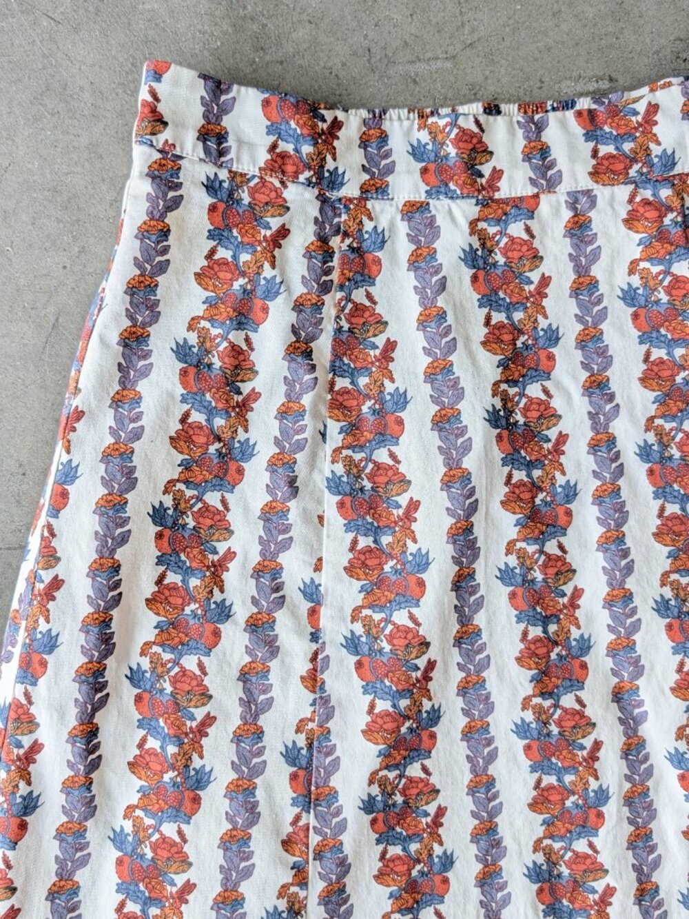 O.P.T. White Autumn Floral Striped Cotton Ruffle Midi Skirt small - Picture 4 of 9